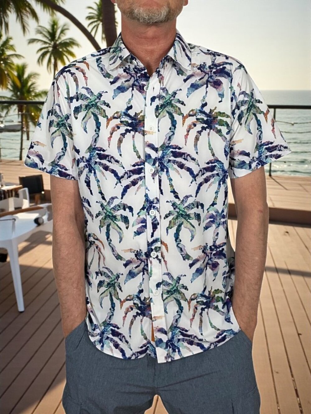 Robert Graham Palms Performance Shirt S Short Sleeve UV Protection